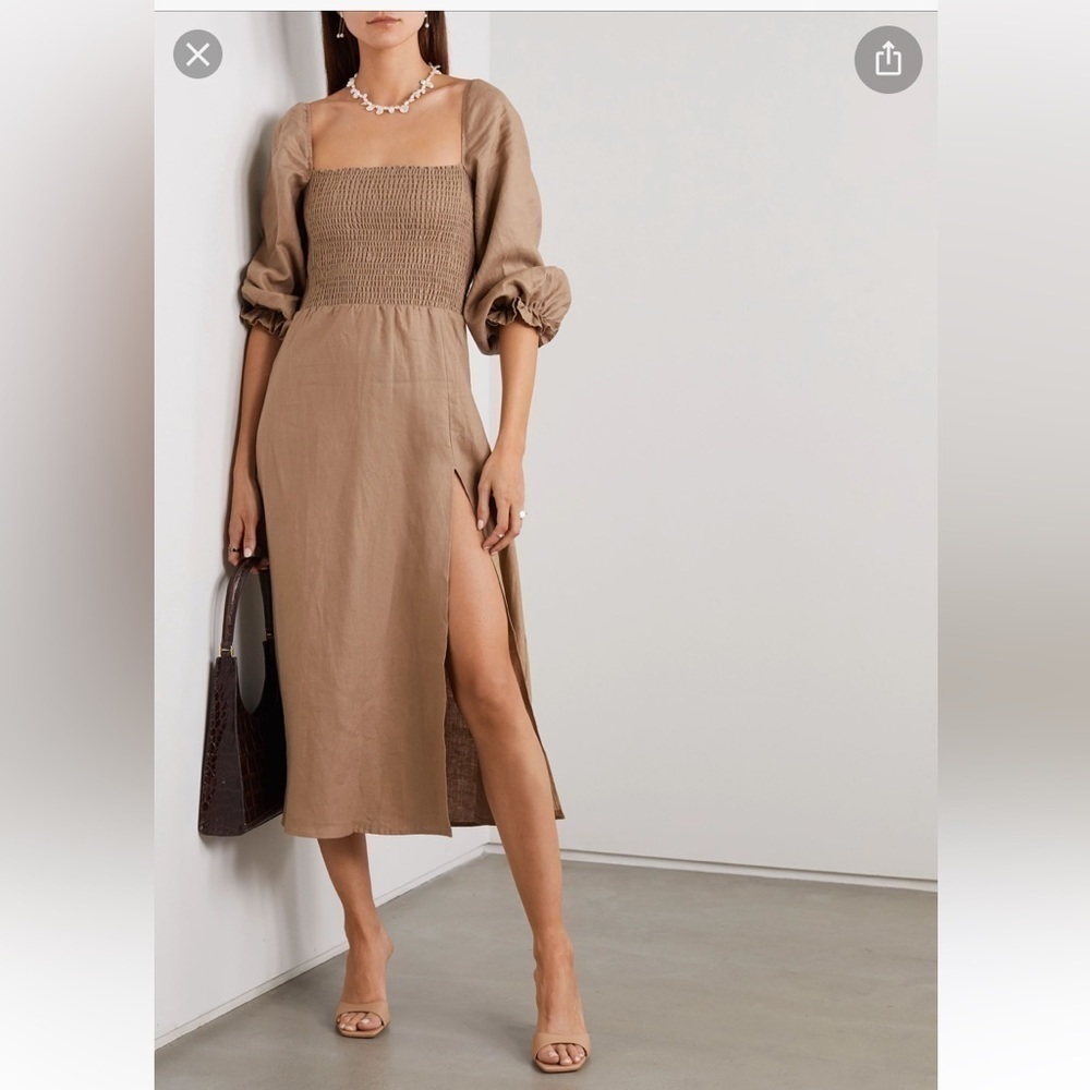 Reformation dress tan linen Small